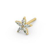 Starflower Diamond Nose Ring in 14k yellow gold — straight post style