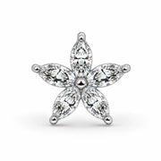 Starflower Diamond Nose Ring in 14k white gold — five marquise diamonds arranged in a flower