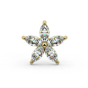 Starflower Diamond threadless end in 14k yellow gold — marquise diamond flower, front view