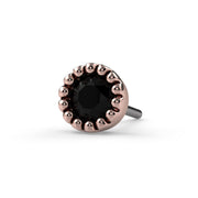 14k rose gold 2mm black diamond perlage pushpin end only, front view showing milgrain bezel detail