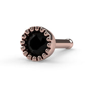 14k rose gold black diamond perlage nose bone stud, angled view showing rounded bone post