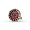 14k yellow gold 2.5mm pink diamond perlage threadless end only, front view of beaded milgrain halo setting