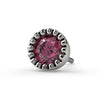 14k white gold 2.5mm pink diamond perlage end only, close-up front view of beaded setting detail