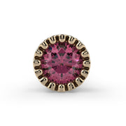 14k yellow gold pink diamond perlage nose stud, front view highlighting milgrain bezel detail