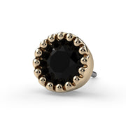 14k yellow gold 3mm black diamond perlage end only, front-on view showing milgrain bezel detail