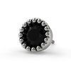 14k white gold 3mm black diamond perlage threadless end only, front view showing stone contrast