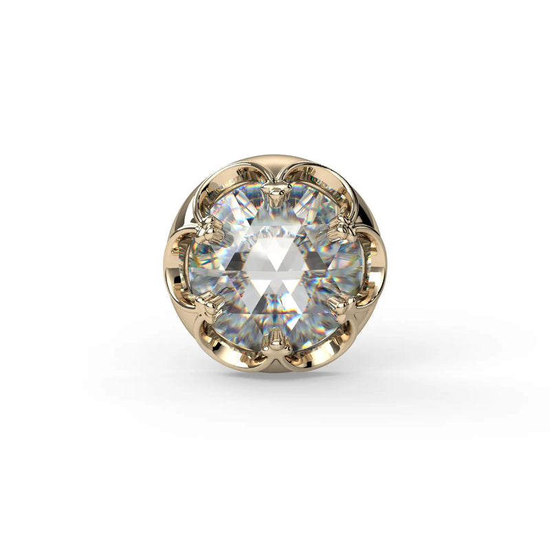 4mm Reina Rose Cut Diamond Nose Ring in 14K Yellow Gold with crown-set Rose Cut Diamond - for nostril piercings