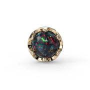 Reina Black Opal Nose Ring in 14K Yellow Gold with crown-set Black Opal - for nostril piercings