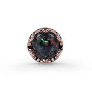 Reina Black Opal Nose Ring in 14K Rose Gold with crown-set Black Opal - for nostril piercings