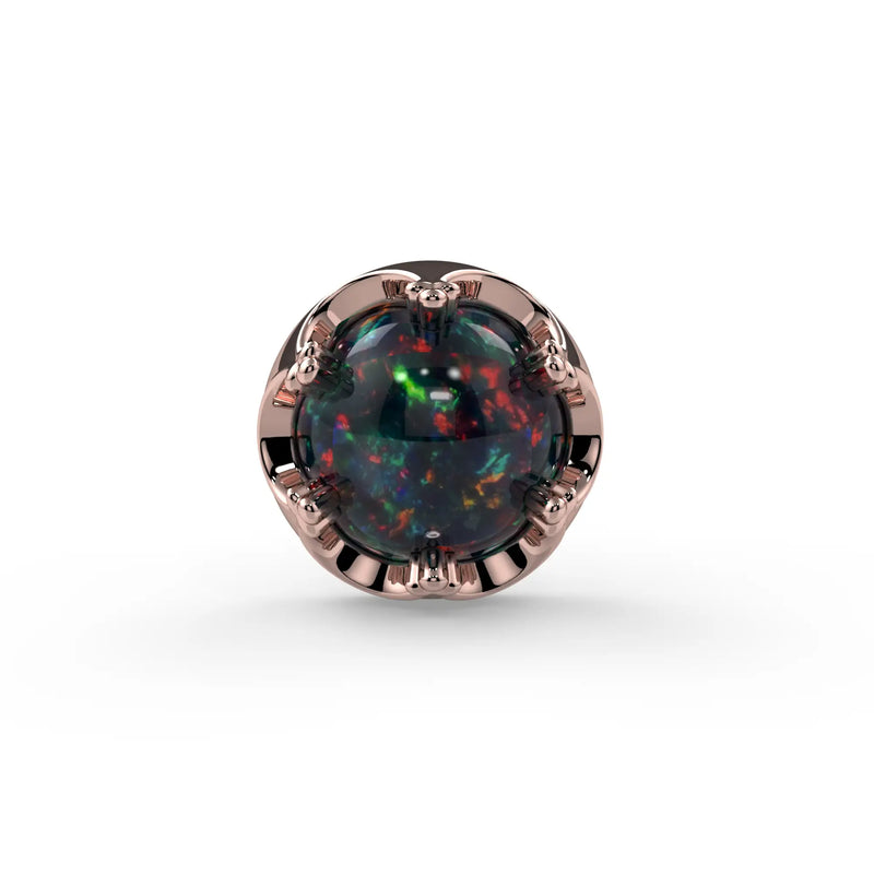 Reina Black Opal Nose Ring in 14K Rose Gold with crown-set Black Opal - for nostril piercings