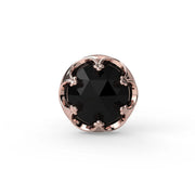 Reina Rose Cut Black Diamond Nose Ring in 14K Rose Gold with crown-set Rose Cut Black Diamond - for nostril piercings