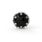 Reina Rose Cut Black Diamond Nose Ring in 14K White Gold with crown-set Rose Cut Black Diamond - for nostril piercings