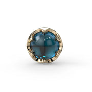 Reina London Blue Topaz Nose Ring in 14K Yellow Gold with crown-set London Blue Topaz - for nostril piercings