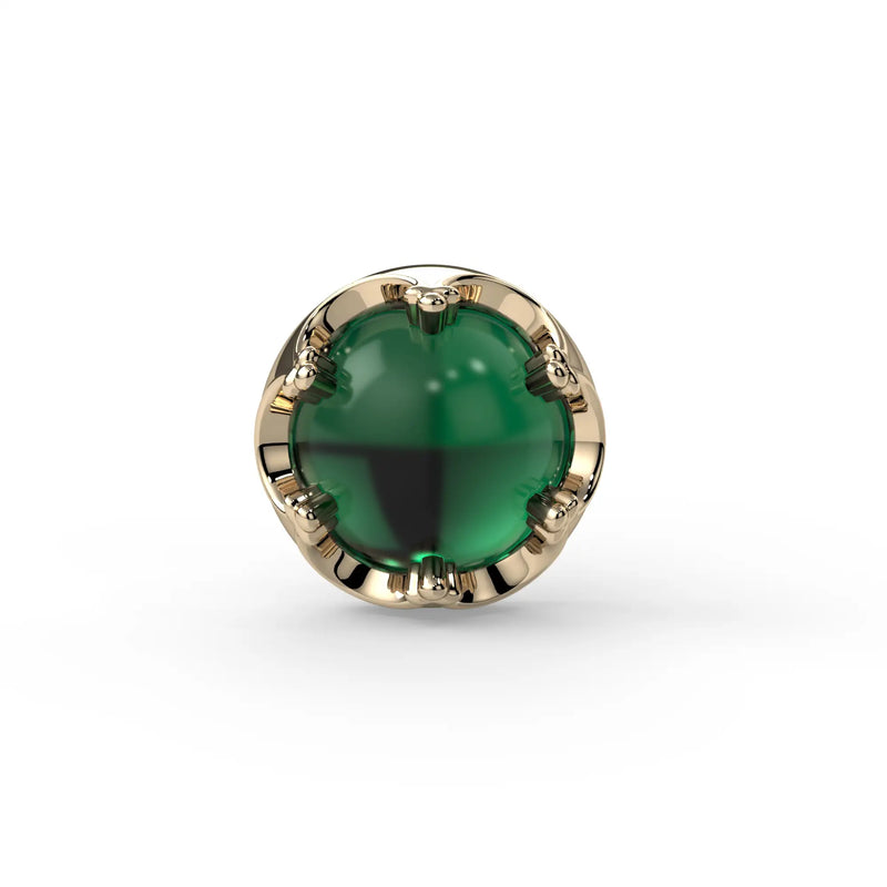 Reina Zambian Emerald Nose Ring in 14K Yellow Gold with crown-set Zambian Emerald - for nostril piercings