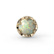 Reina Ethiopian Opal Nose Ring in 14K Yellow Gold with crown-set Ethiopian Opal - for nostril piercings