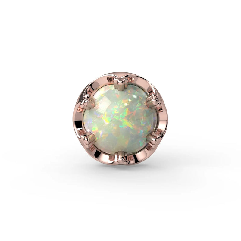 Reina Ethiopian Opal Nose Ring in 14K Rose Gold with crown-set Ethiopian Opal - for nostril piercings
