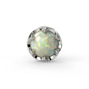 Reina Ethiopian Opal Nose Ring in 14K White Gold with crown-set Ethiopian Opal - for nostril piercings
