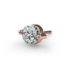 14k rose gold duo-prong VS1 diamond stud end, front-angled view showing large diamond and rose gold prongs
