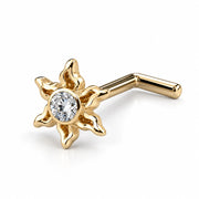 Diamond Sunburst Nose Ring in 14k yellow gold — L-post style