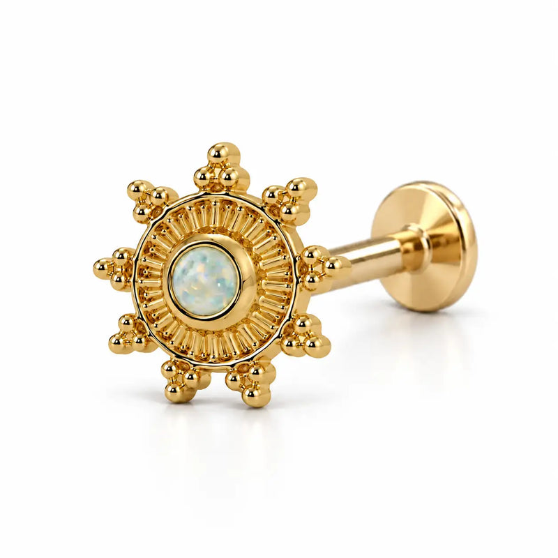 Surya's Fire Opal Nose Ring in 14k yellow gold — flat back style