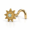Surya's Fire Opal Nose Ring in 14k yellow gold — twist post style