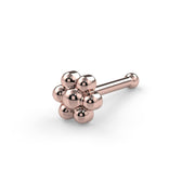14k rose gold flower nose ring with bone backing style, angled product view
