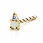 14k yellow gold L'Amour Venus & Mars nose ring with opal and diamond, straight post style