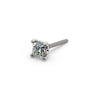 14k white gold 1.5mm princess-cut diamond end only, angled view highlighting bright sparkle in four-prong setting