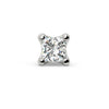14k white gold 1.75mm princess-cut diamond labret end, straight-on front view of four-prong setting