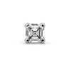 14k white gold 2mm Asscher-cut diamond labret end, straight front view showing stepped facets and four-prong setting