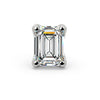 14k white gold 3mm emerald-cut diamond labret stud, straight-on front view showing hall-of-mirrors facets