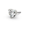 14k white gold 3mm heart-cut diamond threadless push-pin end only, angled view showing setting detail