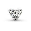 14k white gold 3mm heart-cut diamond labret end only, front view highlighting prong setting sparkle