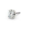 14k white gold oval-cut diamond push-pin end only, angled view showing 4-prong setting and titanium pin
