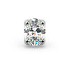 Close-up front view of 3mm oval-cut diamond in white gold 4-prong setting, showcasing brilliant facets