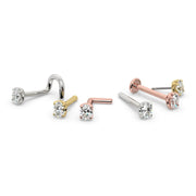 3mm oval diamond nose ring in all three metal colors and multiple backing styles including twist, bone, L-post, and flatback