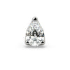 14k white gold 3mm pear-cut diamond labret end, straight-on front view of teardrop 3-prong setting