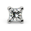 14k white gold 3mm princess-cut diamond flat back stud end, top-down front view showing faceted square diamond