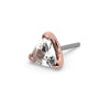 14k rose gold 3mm trillion-cut diamond threadless end only, angled view showing push-pin attachment