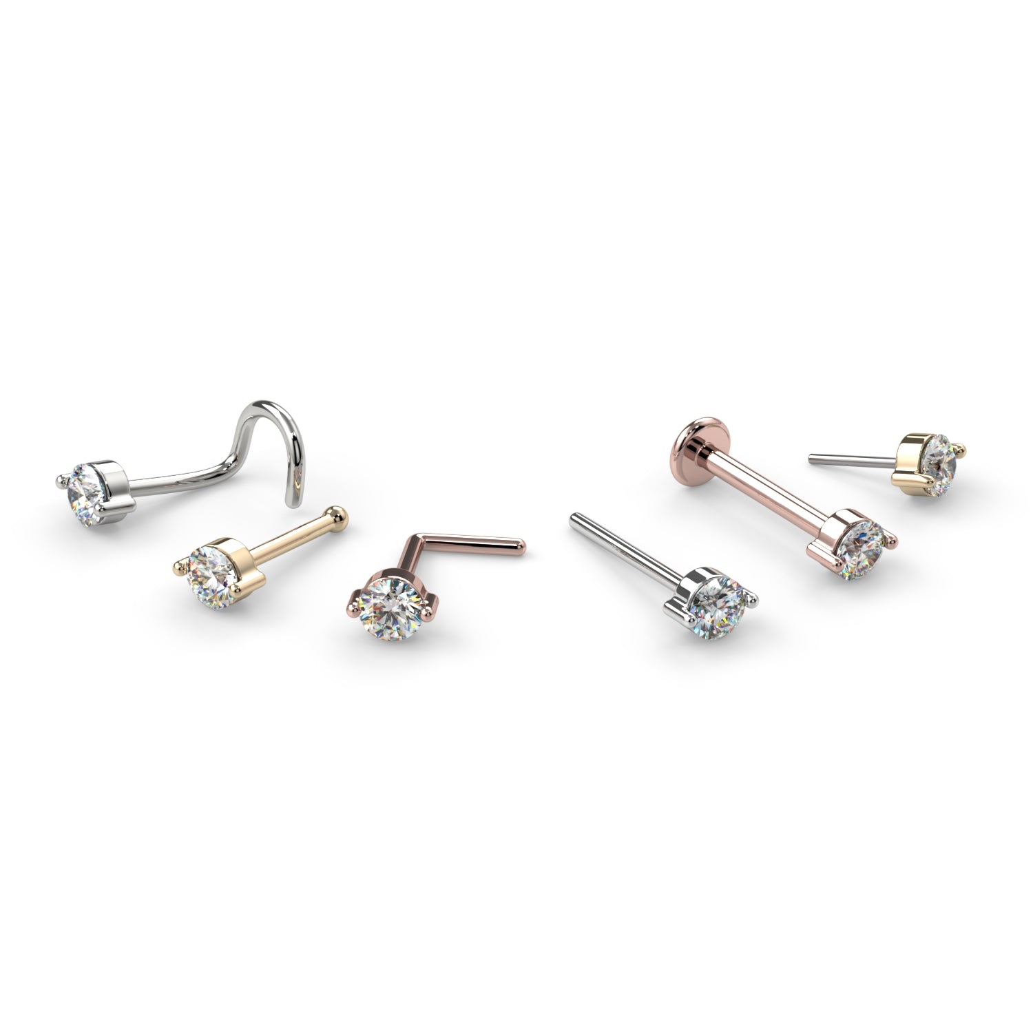 2.5mm Duo-Prong VS1 Diamond Nose Ring