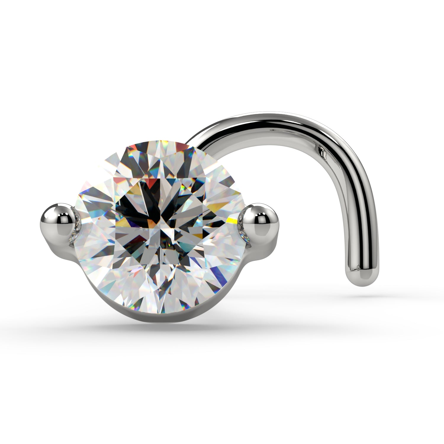3mm Duo-Prong VS1 Diamond Nose Ring