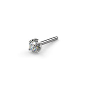 14k white gold illusion VS1 diamond nose stud straight post style, angled view showing illusion prong setting
