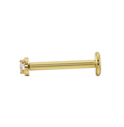 Side profile of 14k yellow gold diamond flat back labret showing full post length and flat disc backing