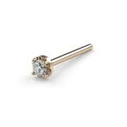 14k yellow gold illusion VS1 diamond nose stud straight post style, side view showing post length