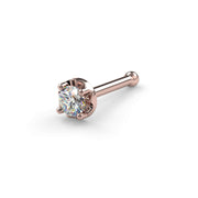 14k rose gold illusion VS1 diamond nose bone stud with ball end, angled view of illusion setting