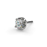 Close-up of 2mm VS1 diamond in illusion setting on white gold threadless push-pin end, top view