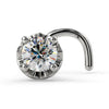 14k white gold illusion VS1 diamond nose ring twist style, front view showing scalloped setting