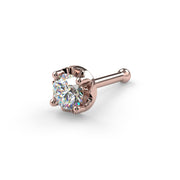 14k rose gold illusion VS1 diamond nose bone stud with ball end, angled front view