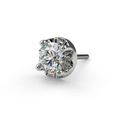 Platinum illusion VS1 diamond threadless end close-up, top-down angle highlighting facet brilliance