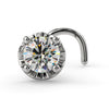 14k white gold illusion VS1 diamond nose ring twist style, front view showing prong setting